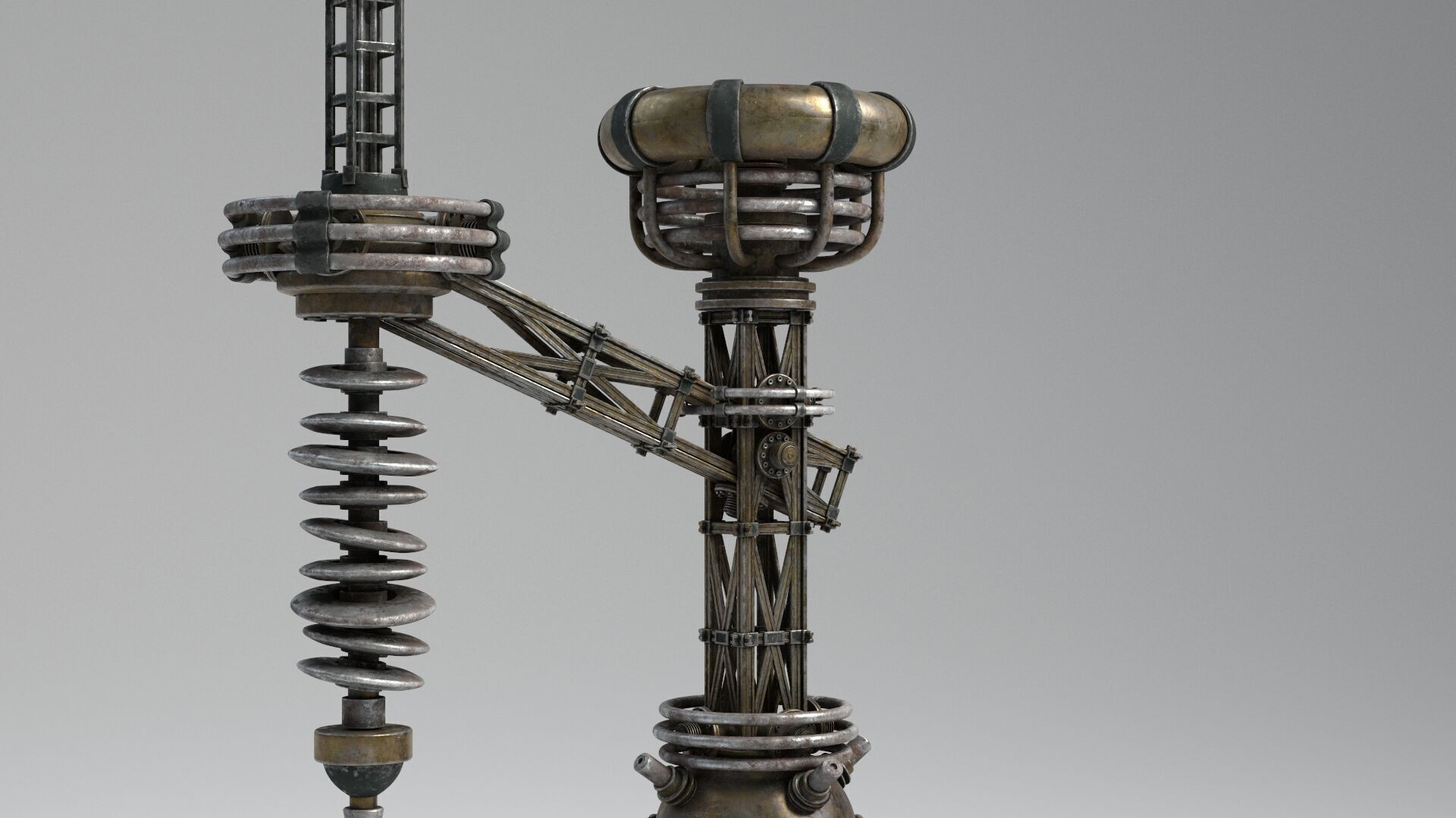 Tesla Coil corner retro 3D model_9