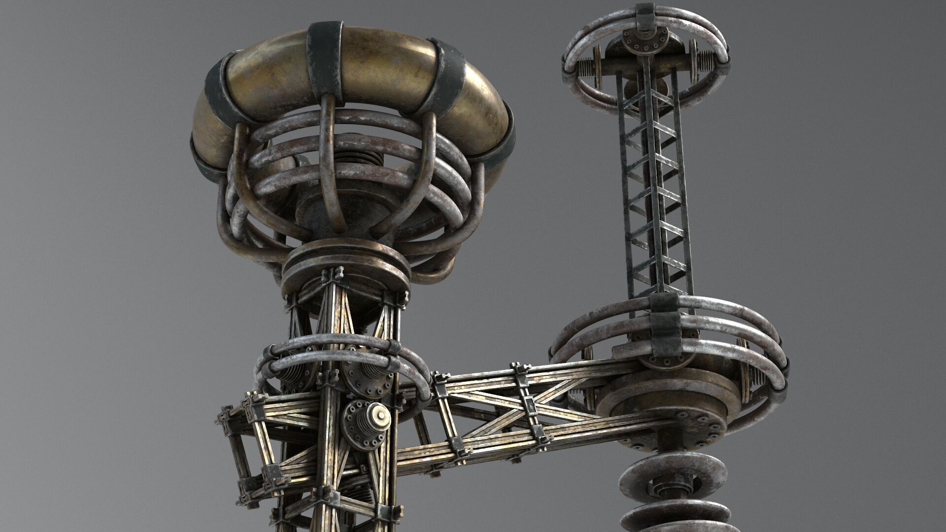 Tesla Coil corner retro 3D model_6