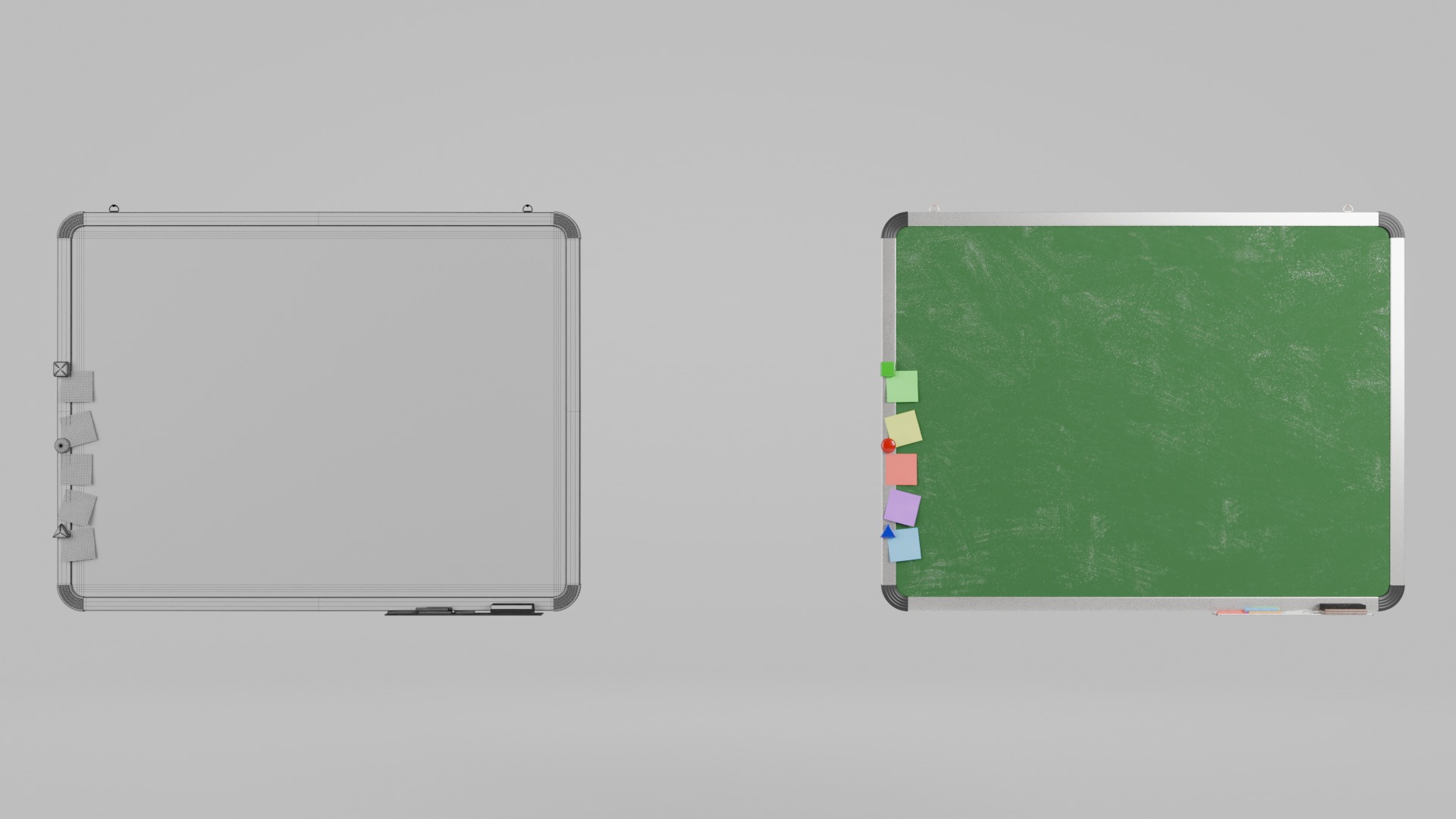Professional Metal Greenboard Duo - Customizable Writing Boards 3D Model Collection_12