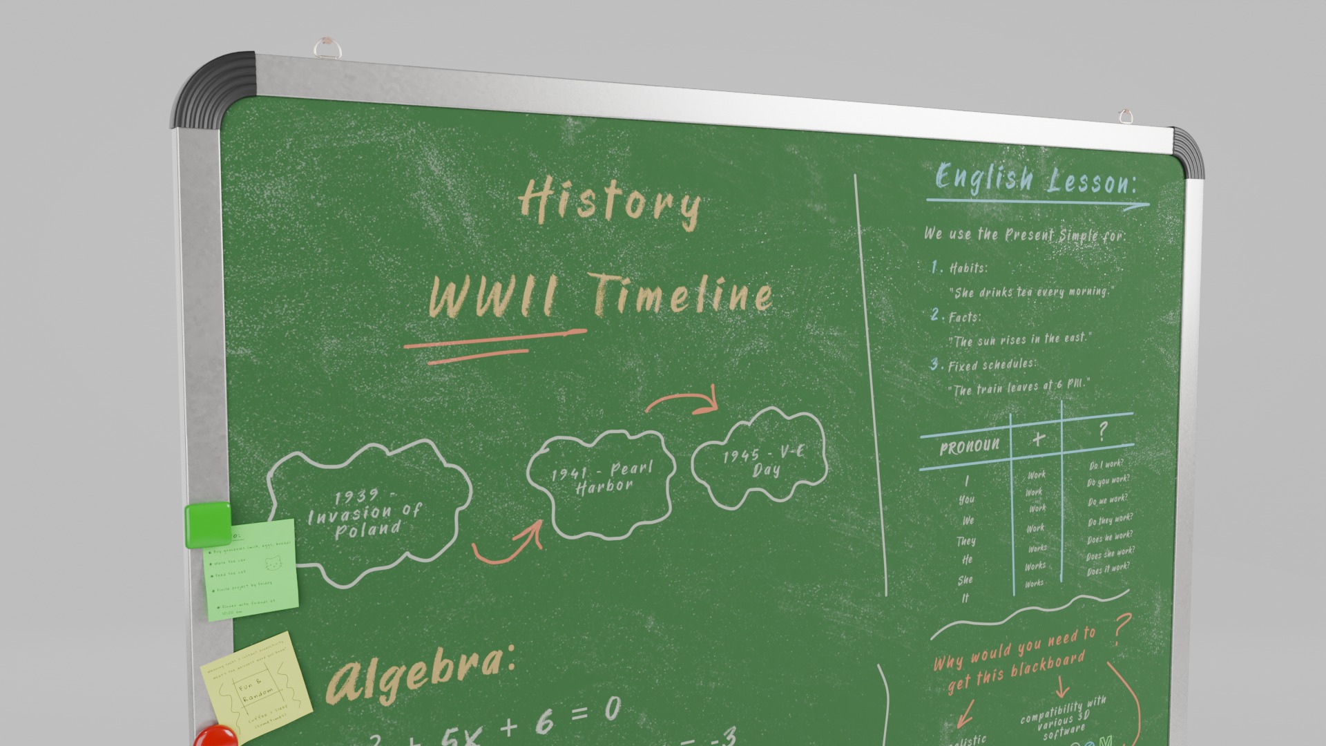 Professional Metal Greenboard Duo - Customizable Writing Boards 3D Model Collection_11