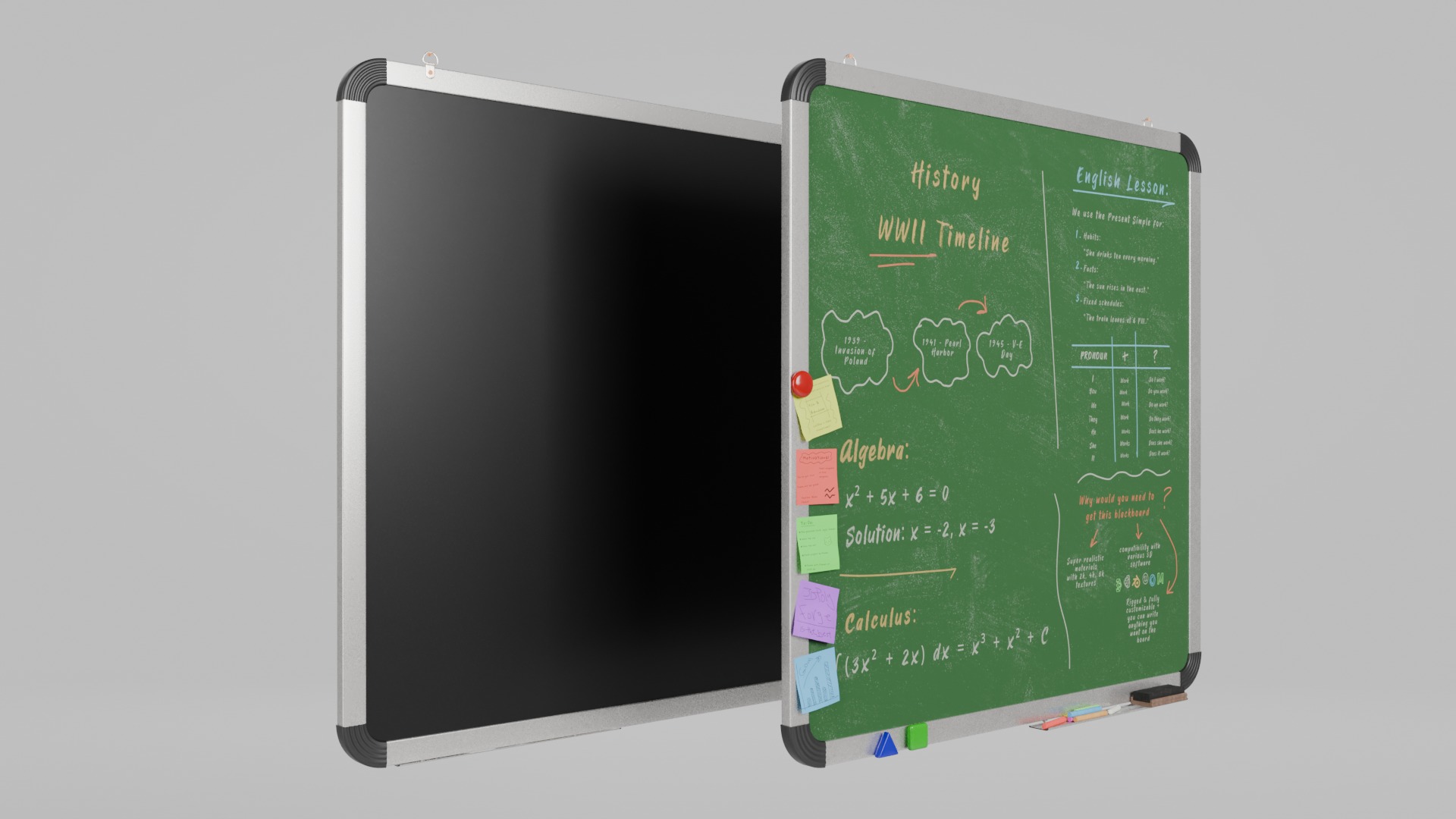 Professional Metal Greenboard Duo - Customizable Writing Boards 3D Model Collection_15