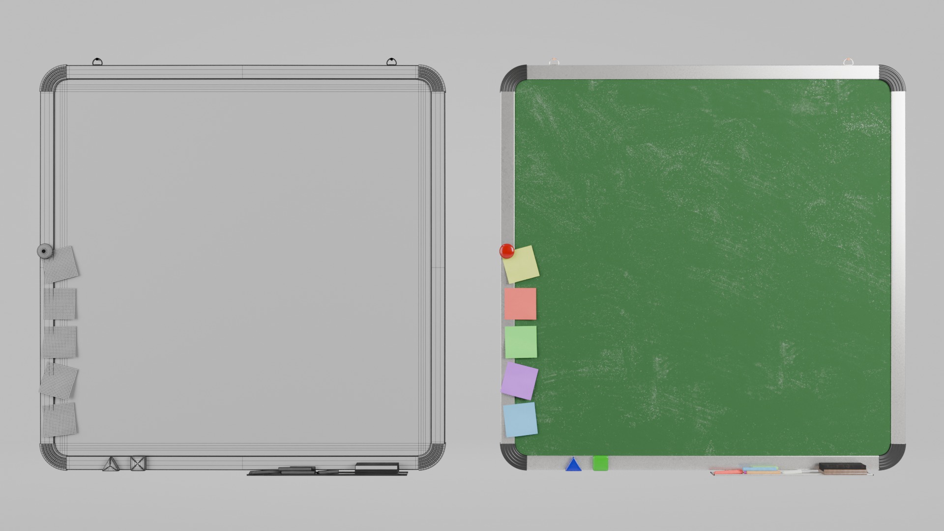 Professional Metal Greenboard Duo - Customizable Writing Boards 3D Model Collection_21
