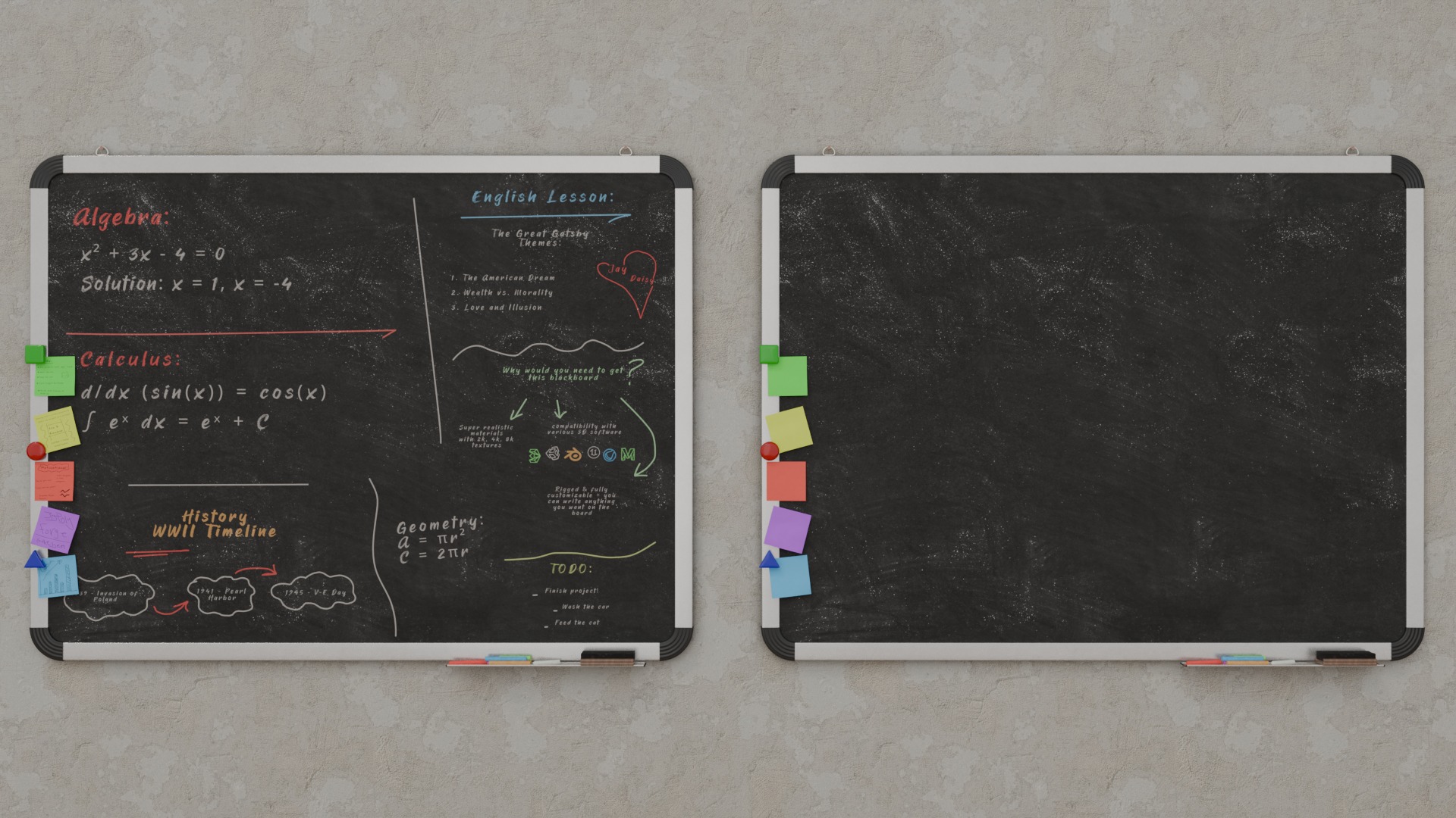 Professional Metal Blackboard Duo - Customizable Writing Boards 3D Model Collection_9