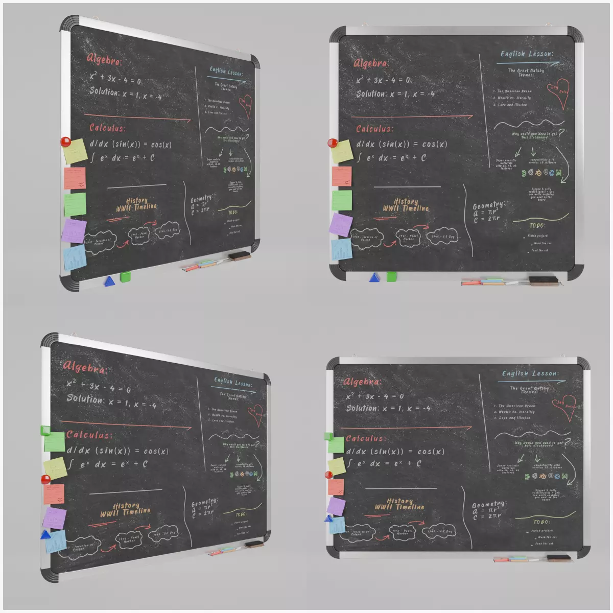 Professional Metal Blackboard Duo - Customizable Writing Boards 3D Model Collection_0