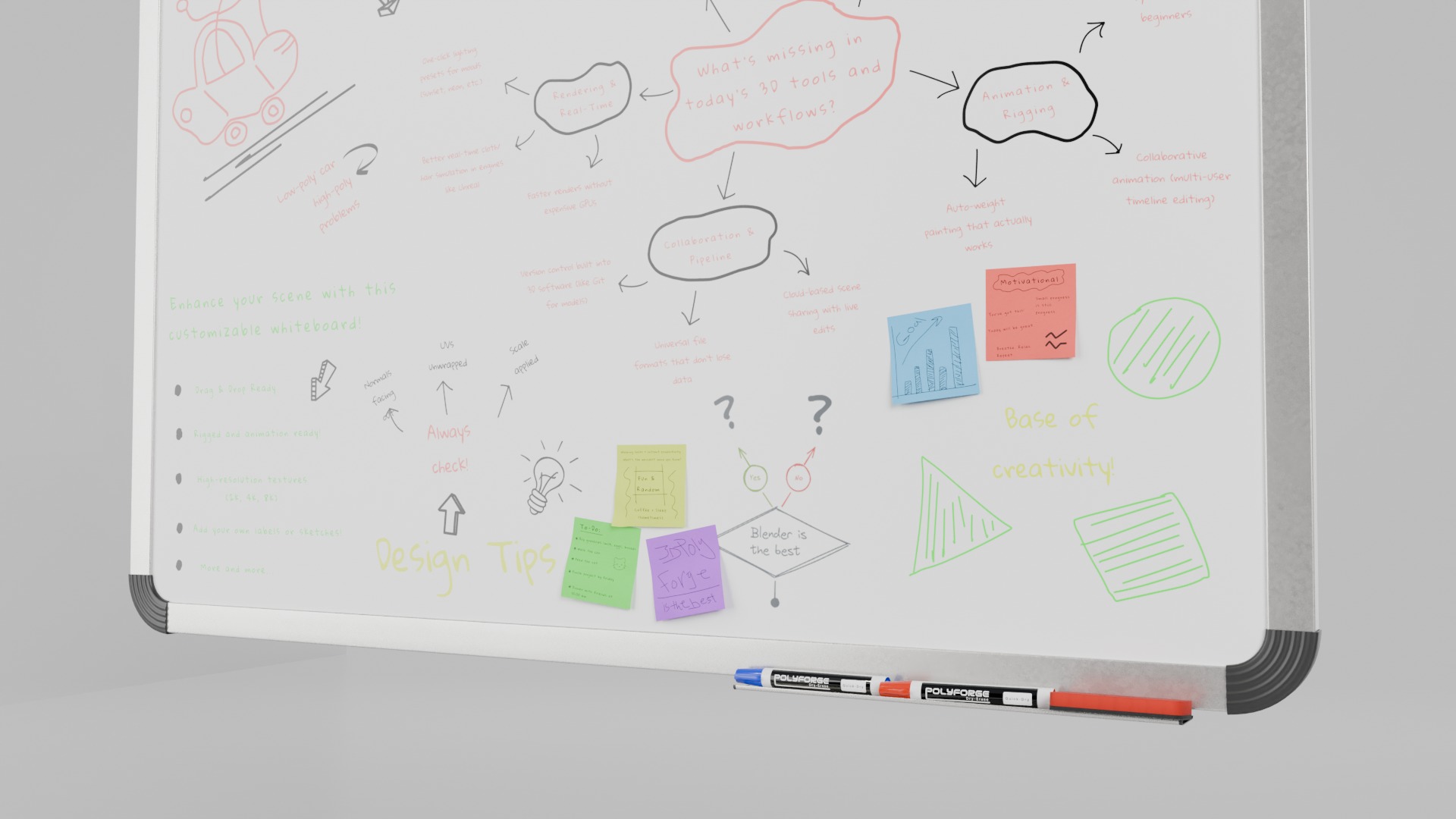 Metal Writing Board Trio Set 3D Model Collection_11