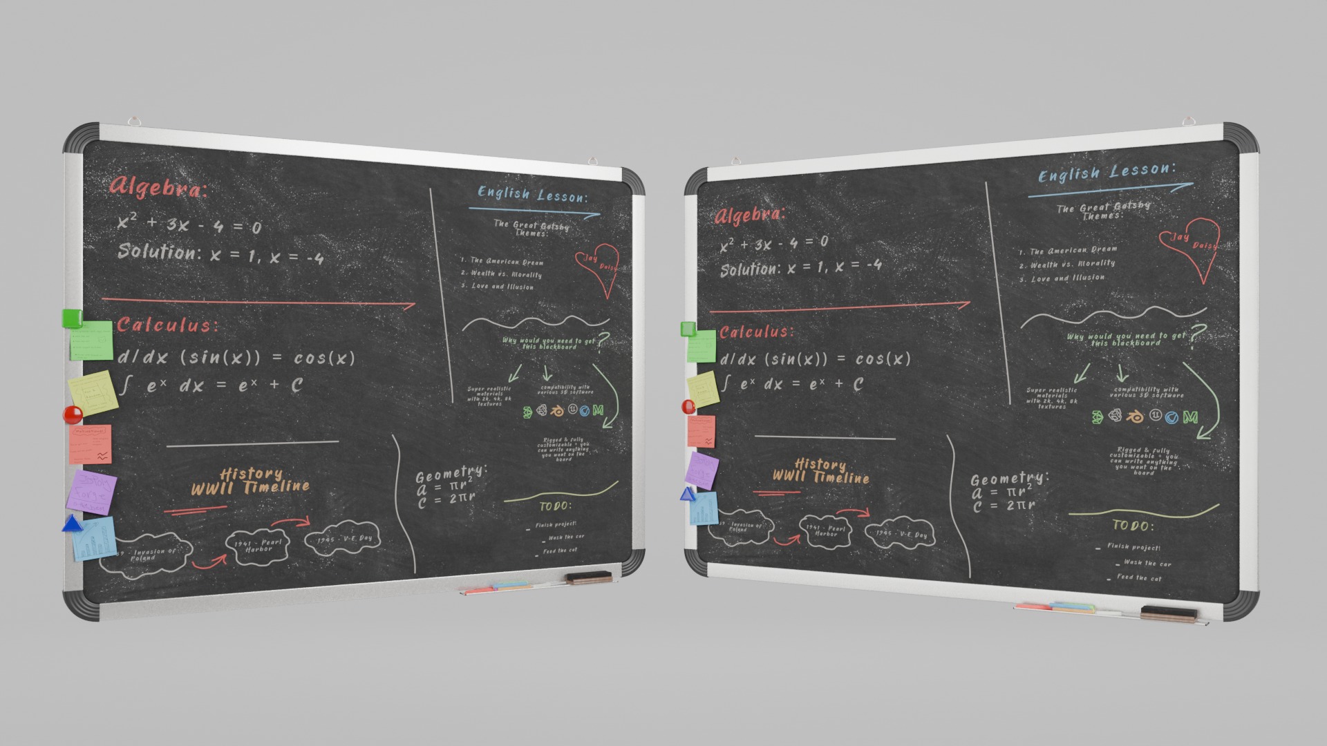 Metal Writing Board Trio Set 3D Model Collection_17