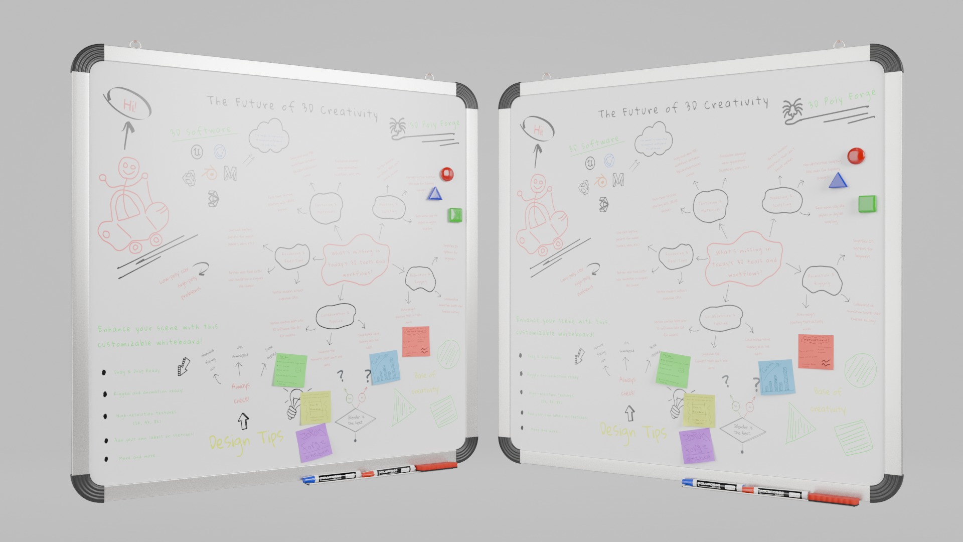 Metal-Framed Essentials - Customizable Writing Board Set 3D Model Collection_9