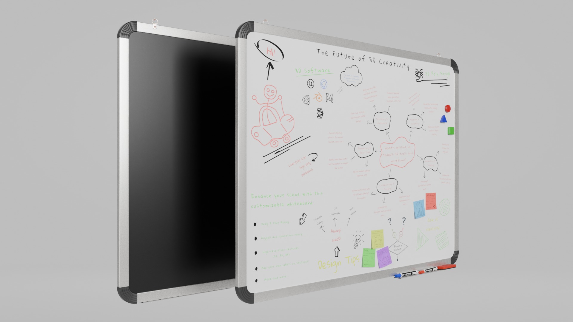 Metal-Framed Essentials - Customizable Writing Board Set 3D Model Collection_26