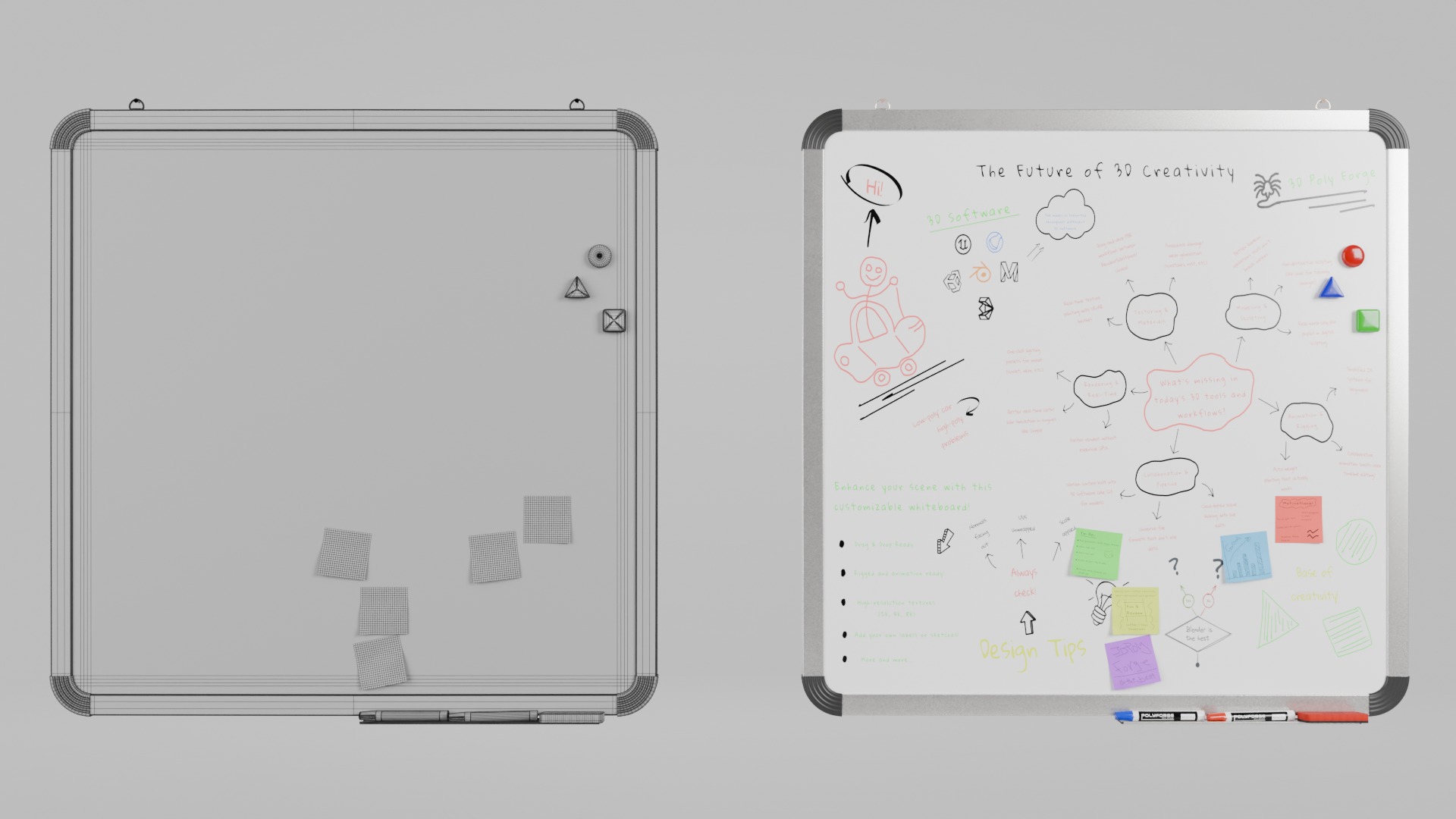 Metal-Framed Essentials - Customizable Writing Board Set 3D Model Collection_14