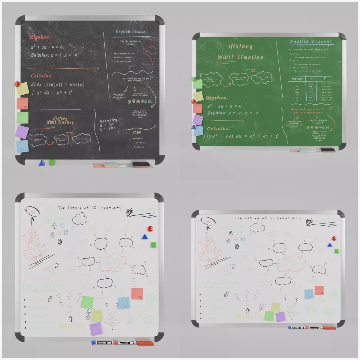 Metal-Framed Essentials - Customizable Writing Board Set 3D Model Collection_0