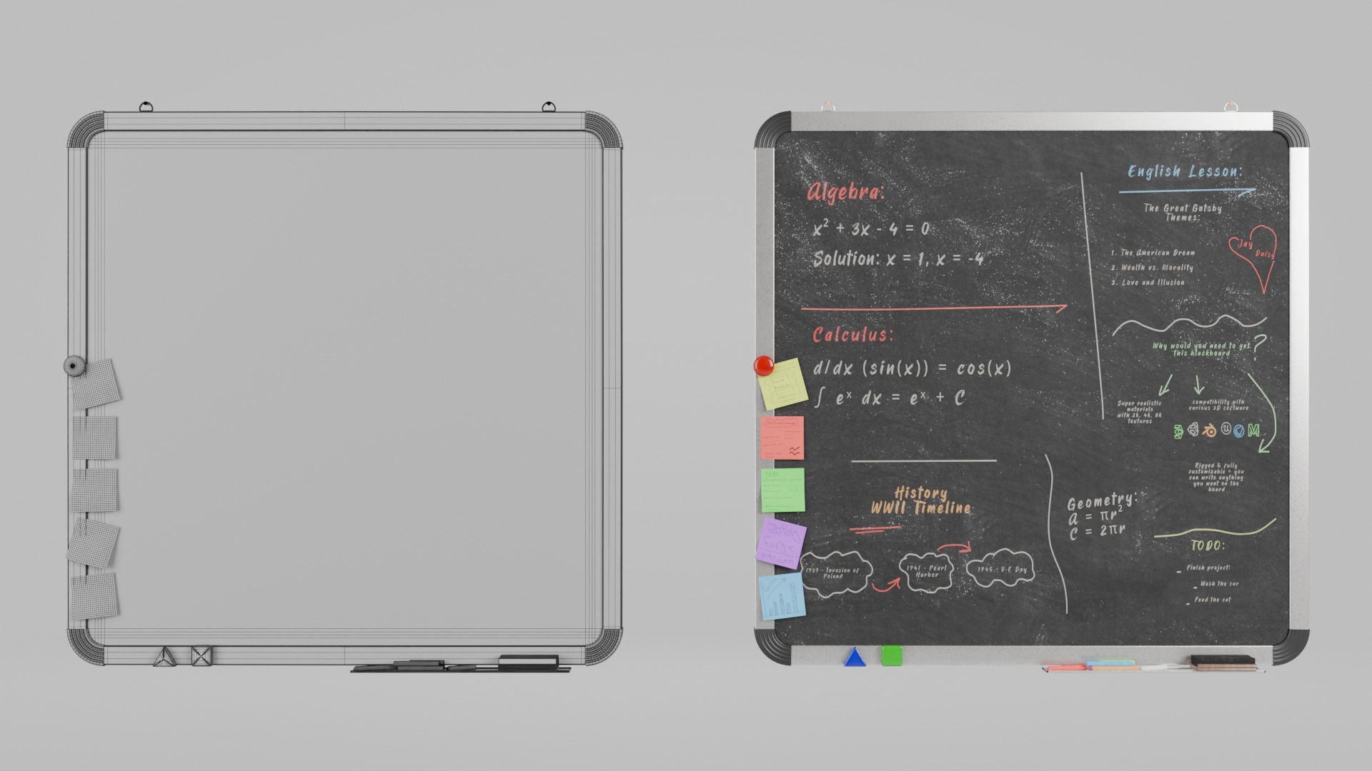 Metal-Framed Essentials - Customizable Writing Board Set 3D Model Collection_23