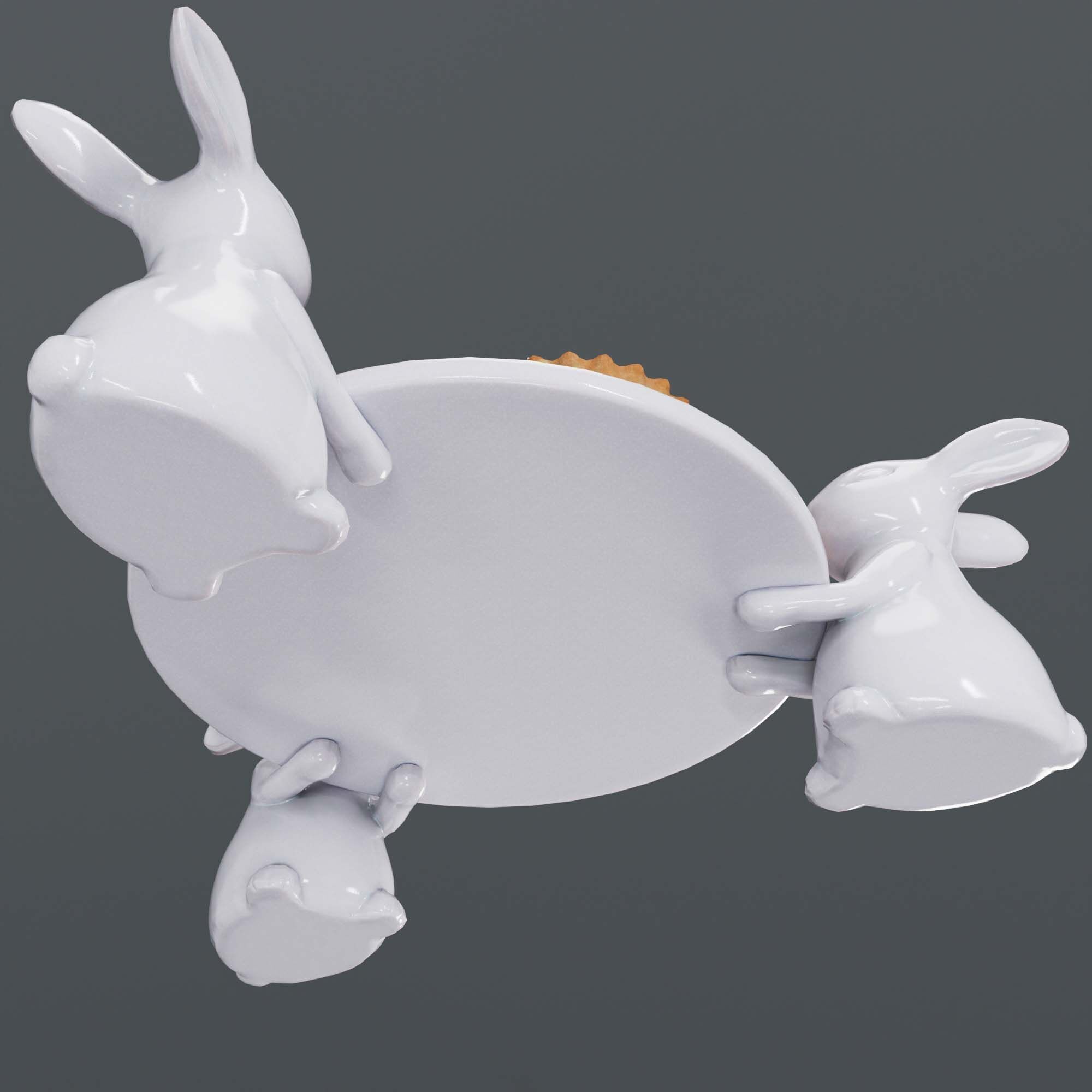Dessert on a Tray with Rabbits 3D model_4