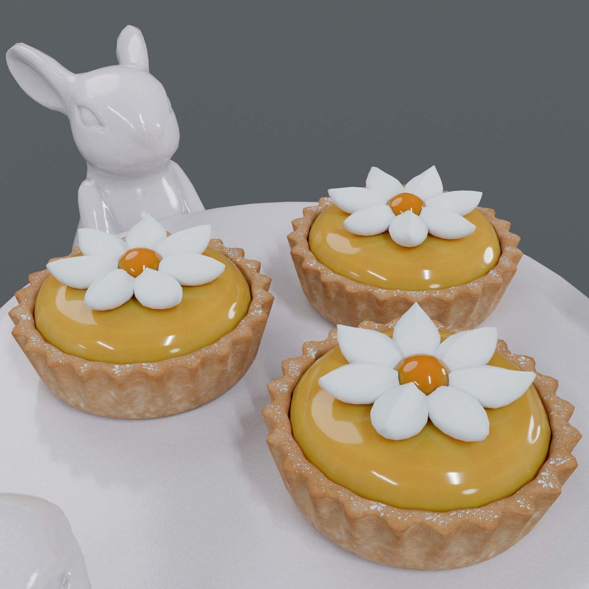 Dessert on a Tray with Rabbits 3D model_2