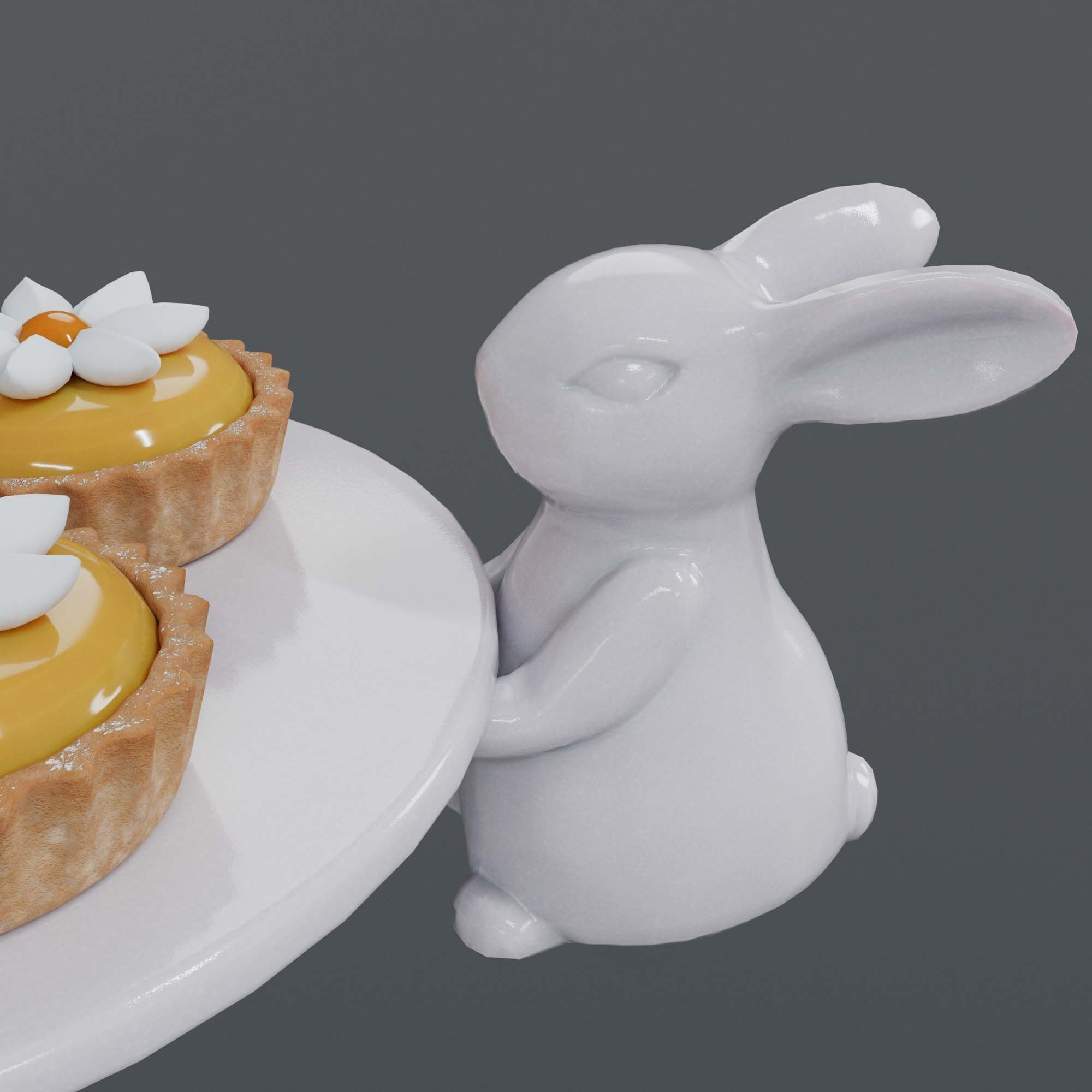 Dessert on a Tray with Rabbits 3D model_3