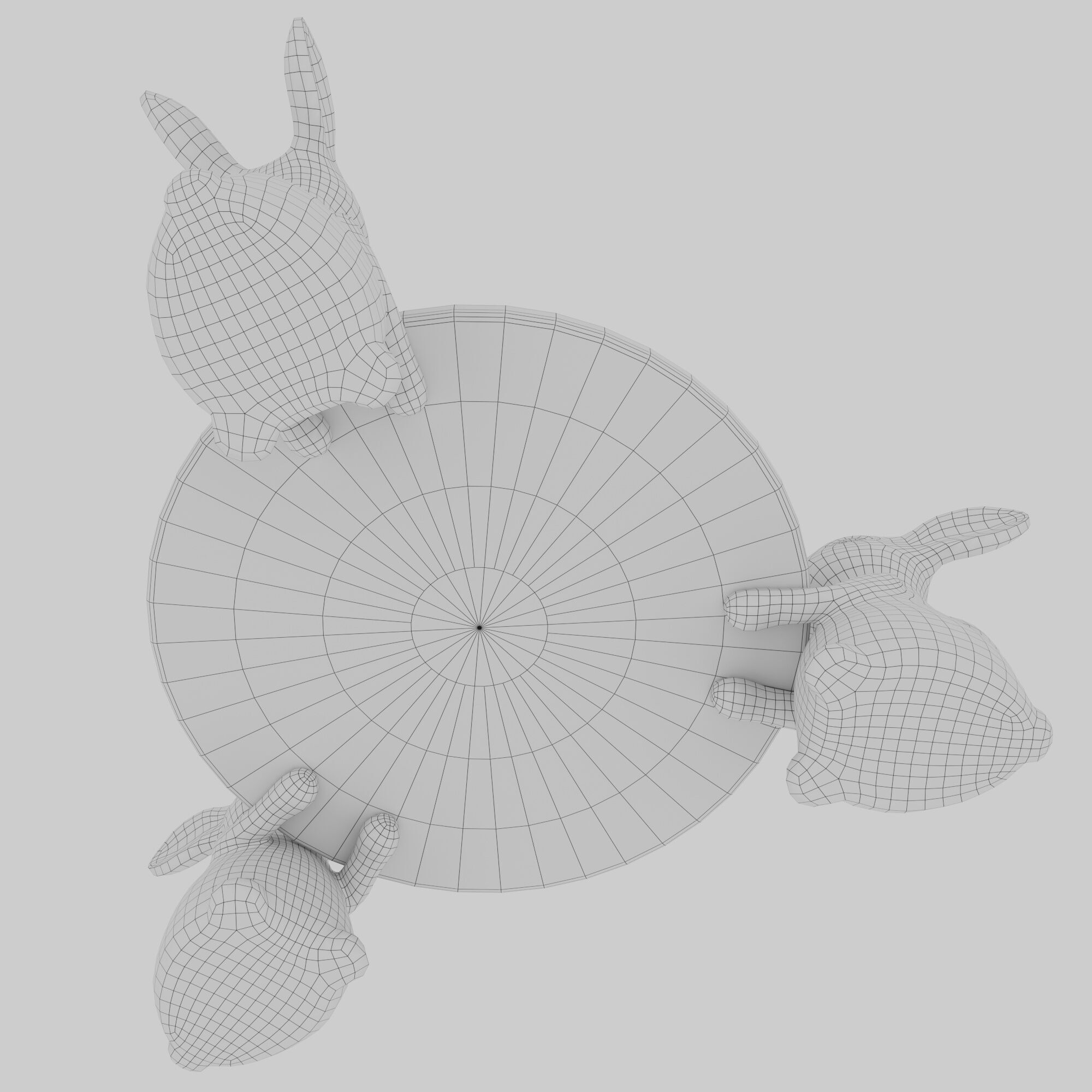 Dessert on a Tray with Rabbits 3D model_7