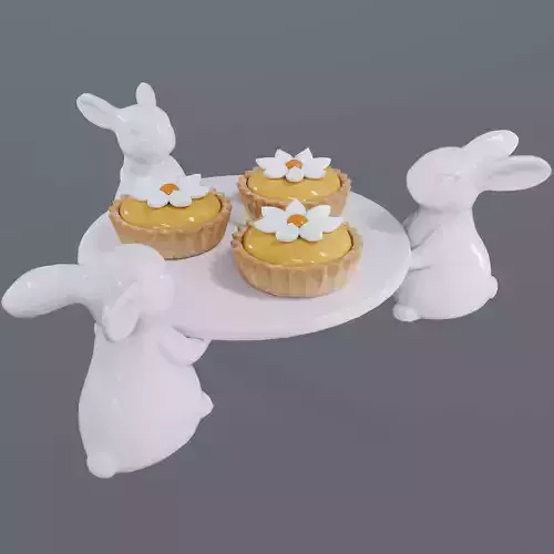 Dessert on a Tray with Rabbits