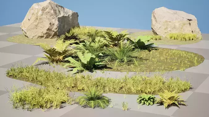 Game Ready Grassland and plants with free Tutorial