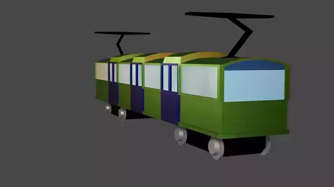 Cartoon Low Poly Train 01