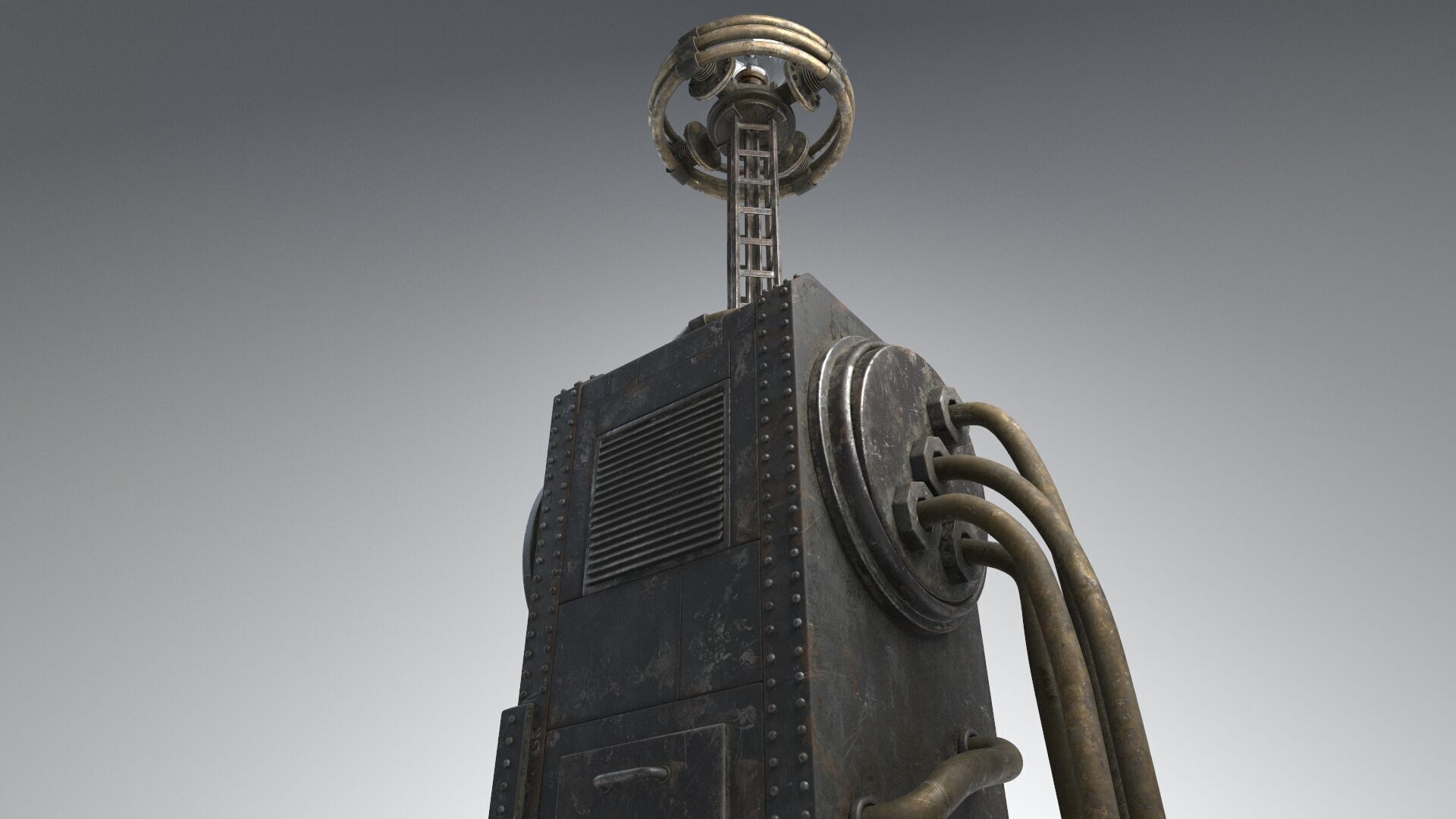 Tesla Coil up retro 3D model_9