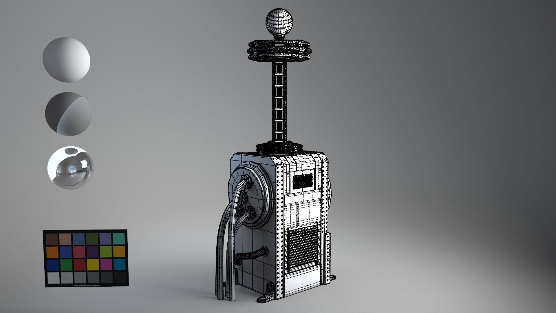 Tesla Coil up retro 3D model_14