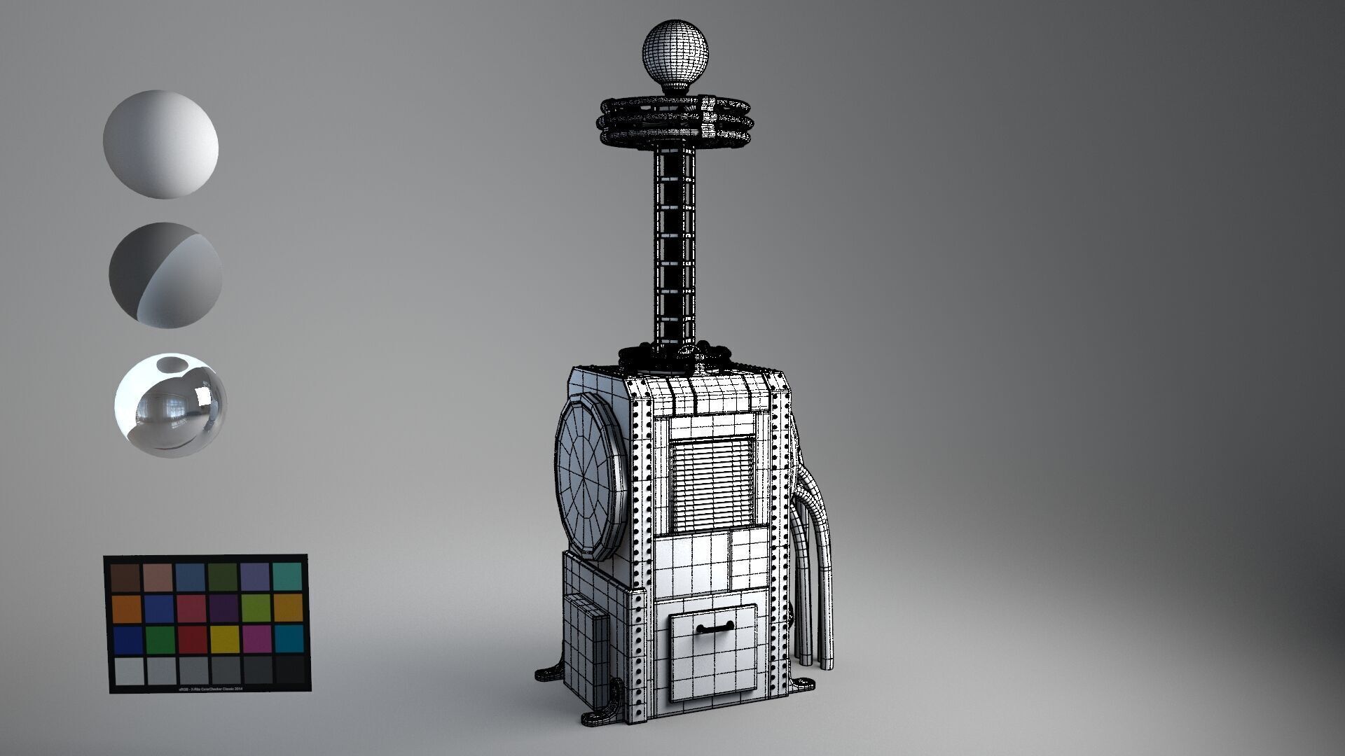 Tesla Coil up retro 3D model_12