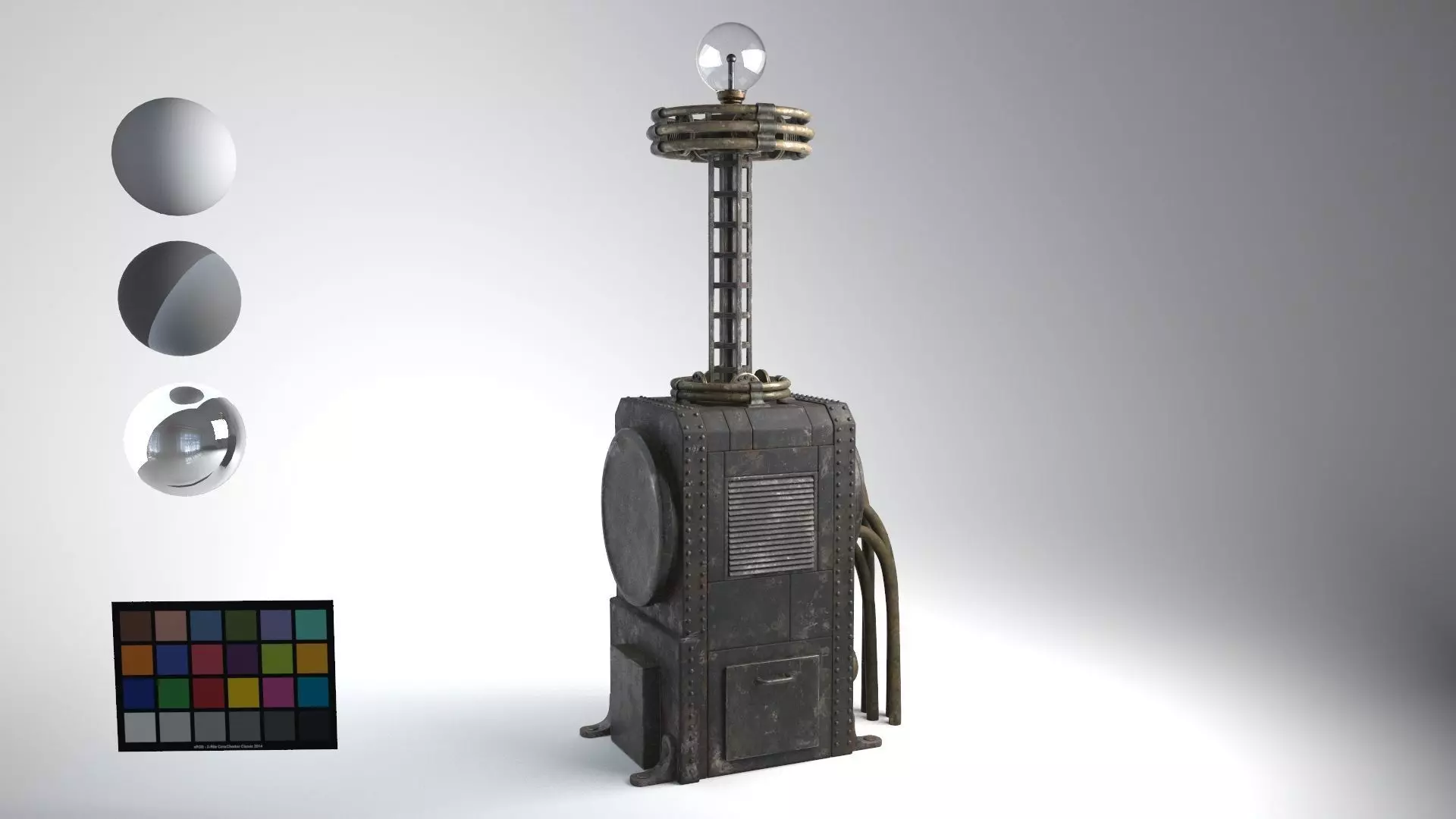 Tesla Coil up retro 3D model_0