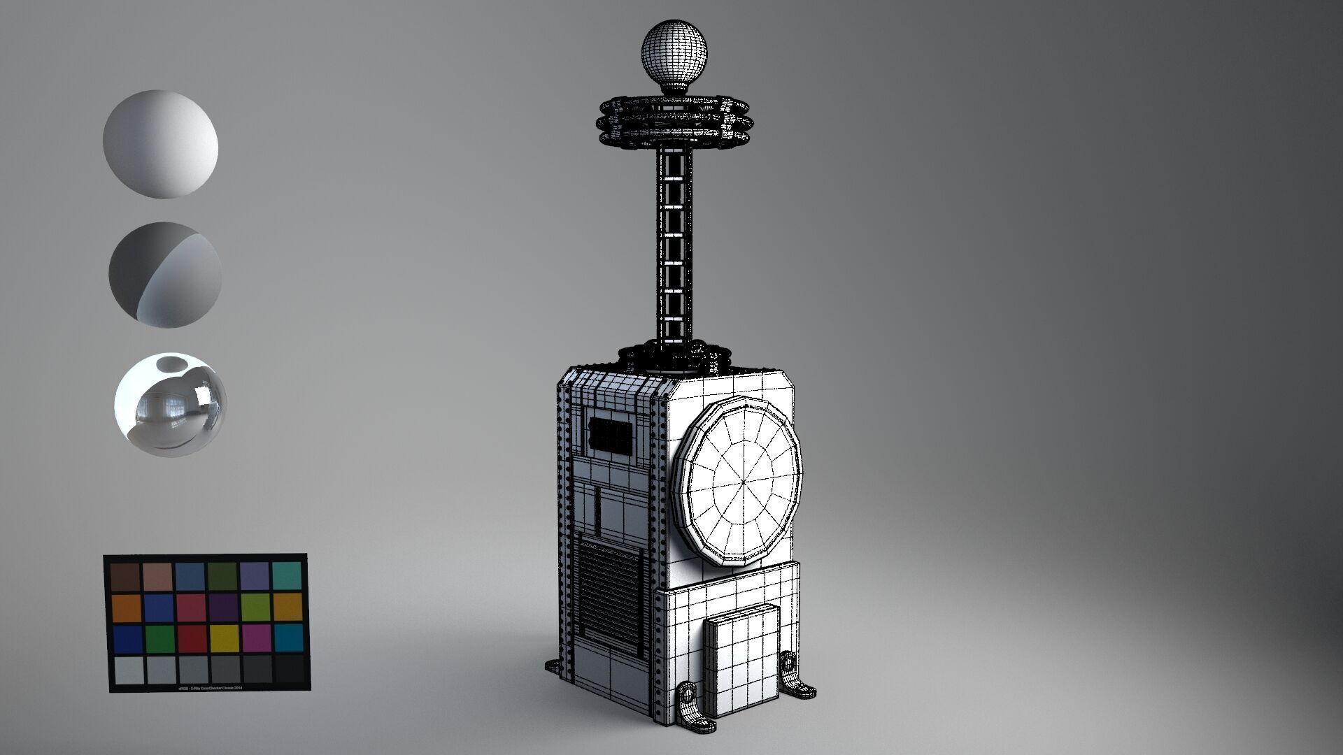 Tesla Coil up retro 3D model_15