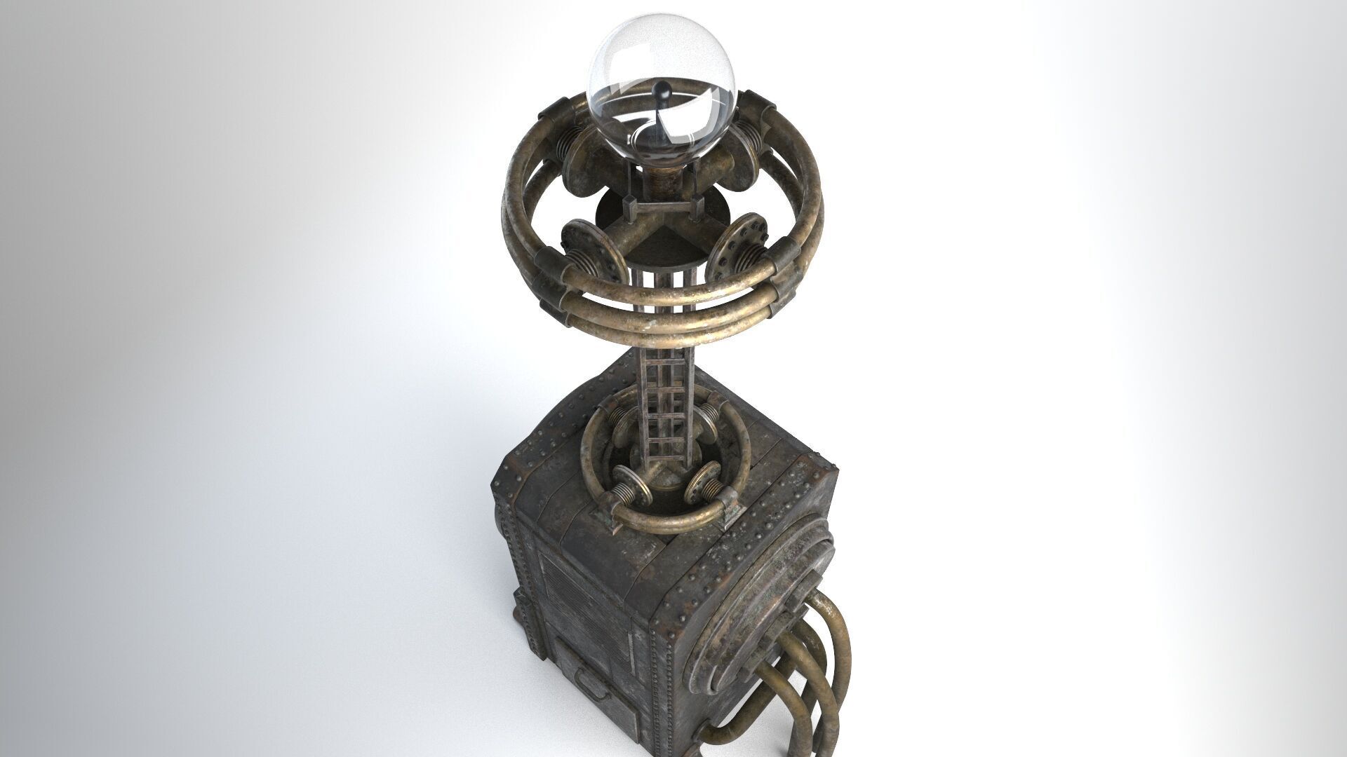 Tesla Coil up retro 3D model_11