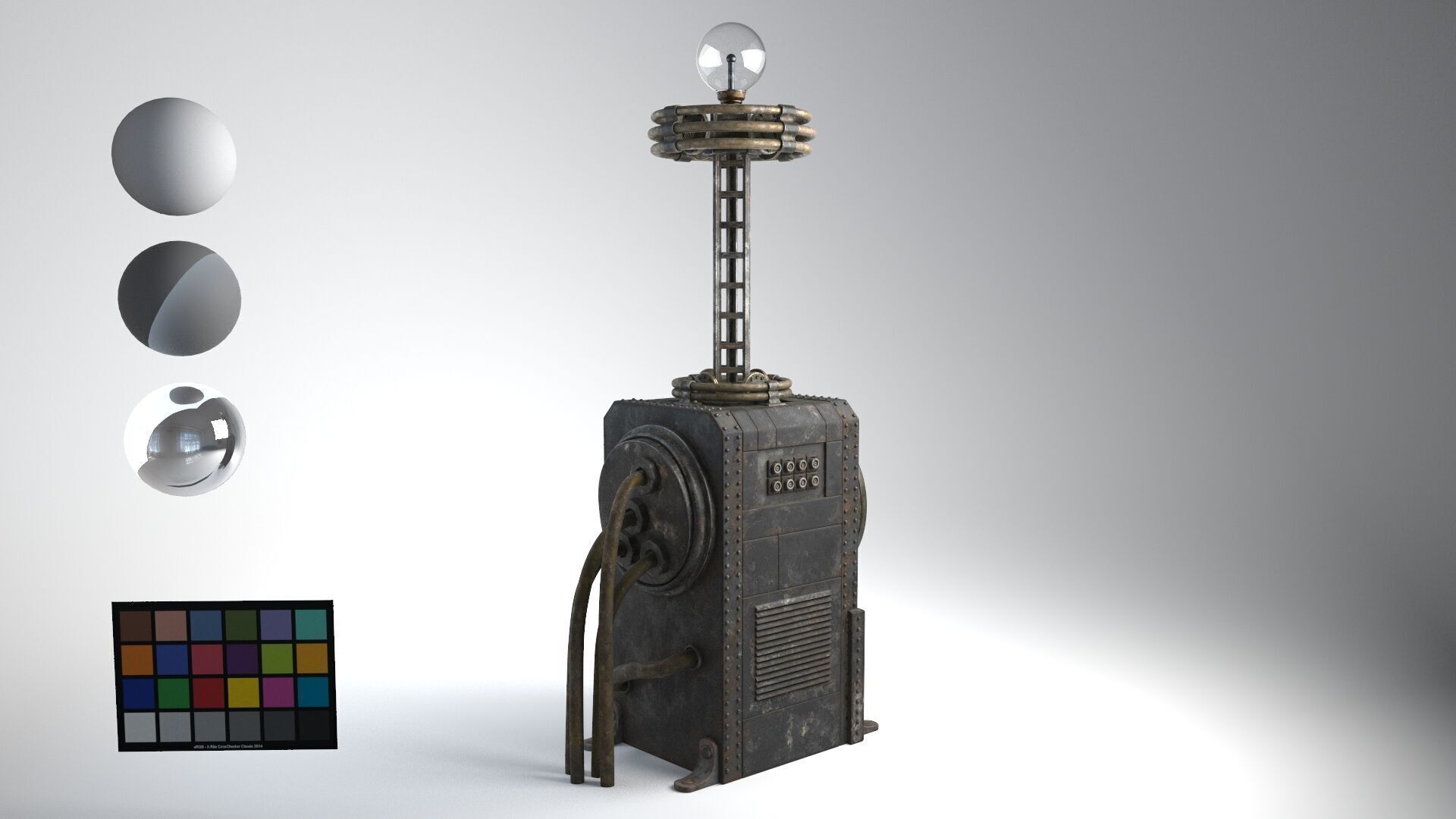 Tesla Coil up retro 3D model_7