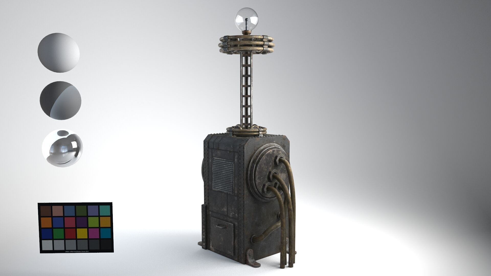Tesla Coil up retro 3D model_5