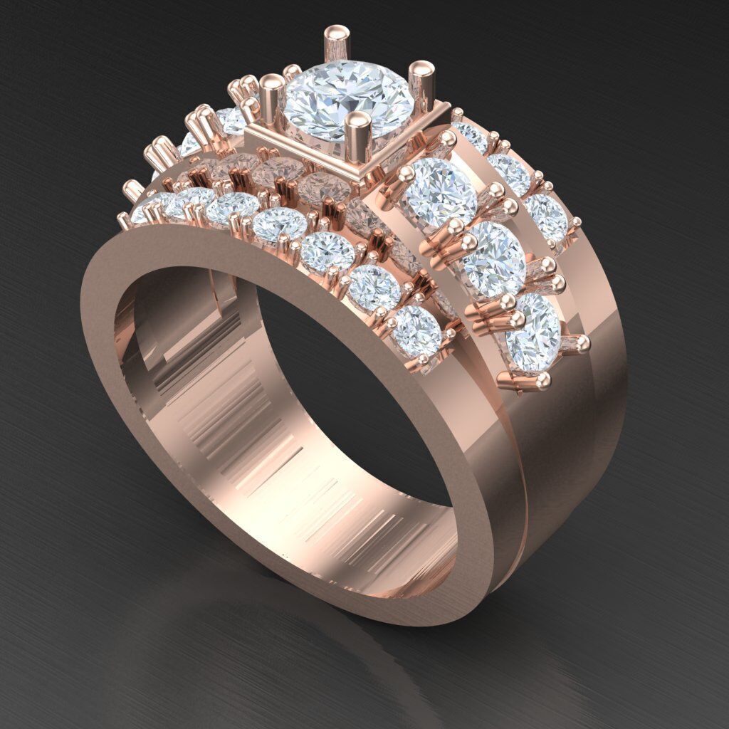 Top Diamond Men Ring STL 3DM 2MR023 3D print model_7