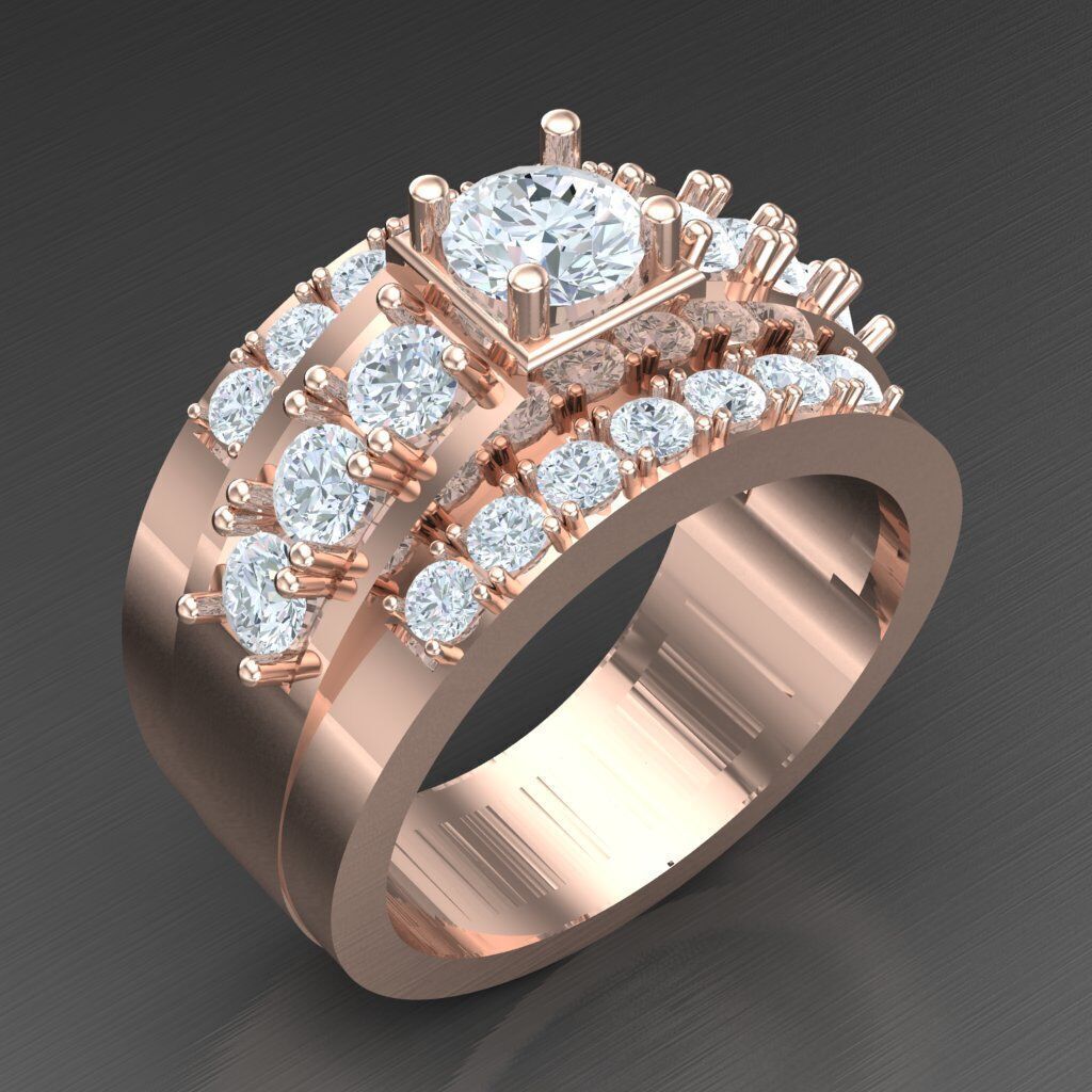 Top Diamond Men Ring STL 3DM 2MR023 3D print model_5