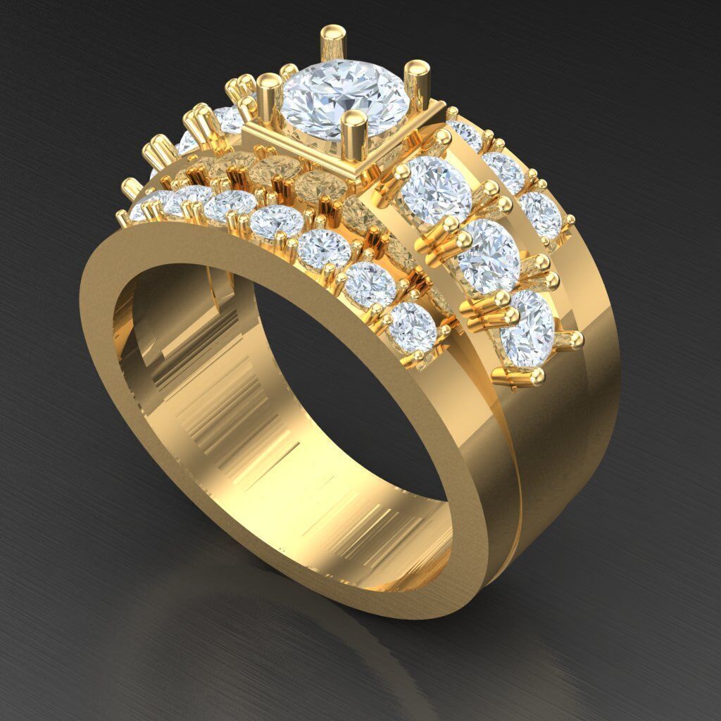 Top Diamond Men Ring STL 3DM 2MR023 3D print model_8