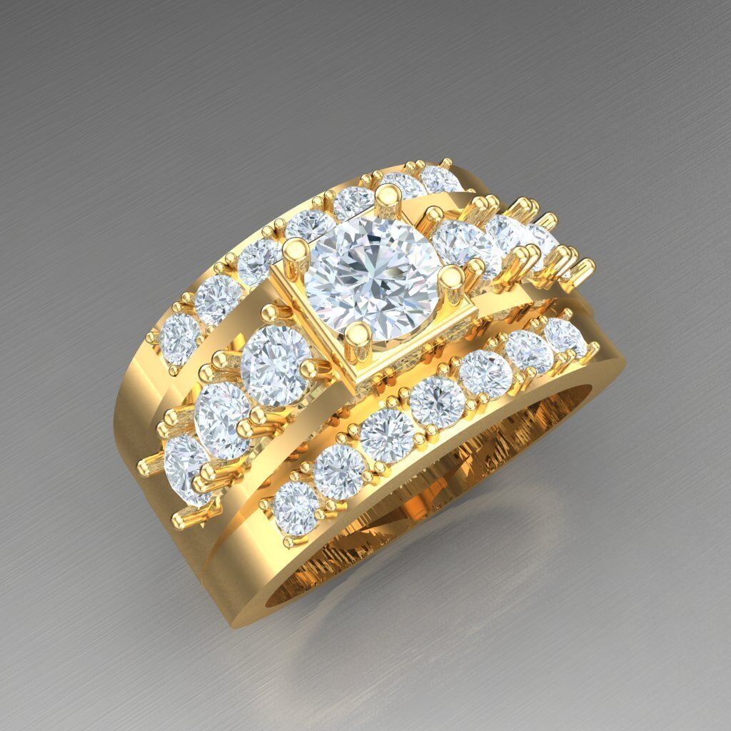 Top Diamond Men Ring STL 3DM 2MR023 3D print model_2