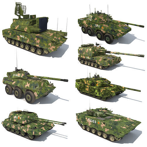 Collection of China Fighting Vehicles 3D model