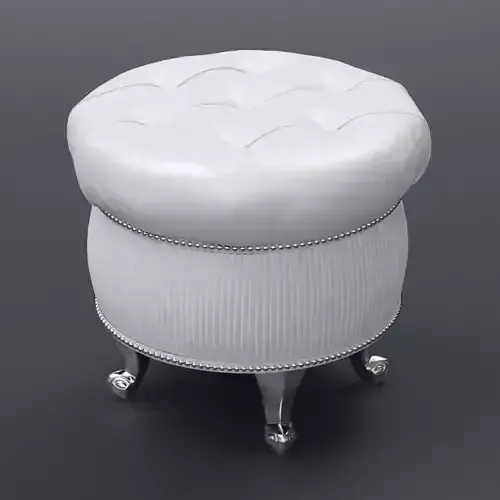 ottoman leather with silver legs 3D model