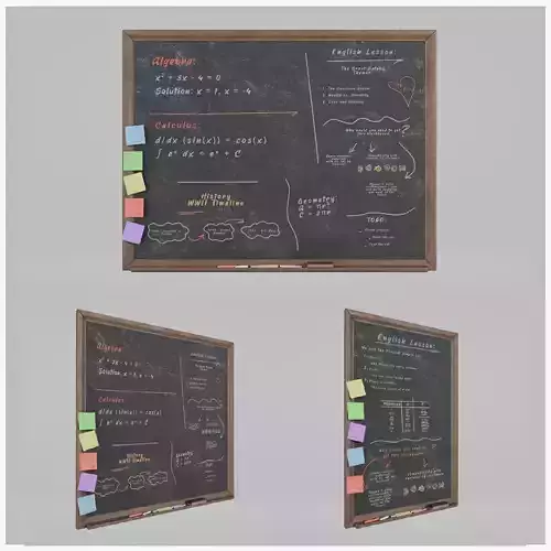Classic Wooden Blackboard Trio - Customizable Writing Board Set 3D Model Collection