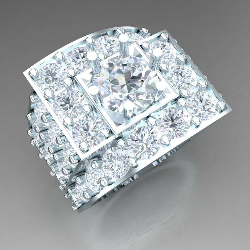 Top Diamond Men Ring STL 3DM 2MR005 3D print model_11