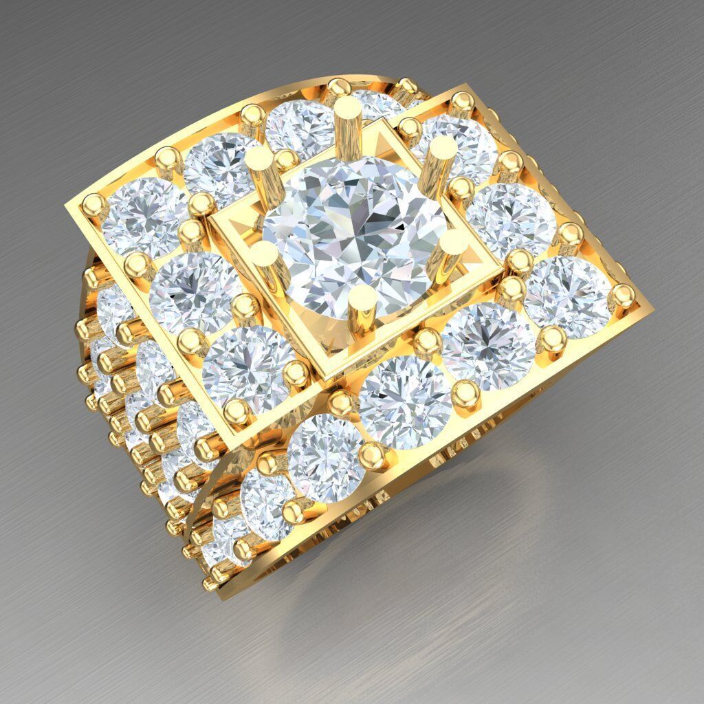 Top Diamond Men Ring STL 3DM 2MR005 3D print model_13