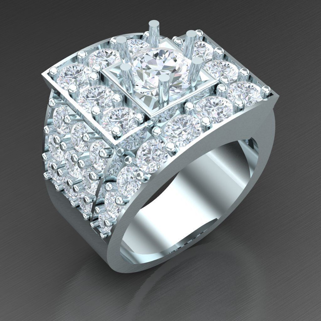 Top Diamond Men Ring STL 3DM 2MR005 3D print model_5