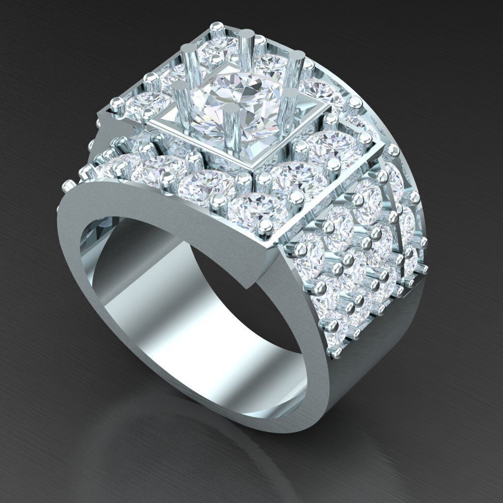 Top Diamond Men Ring STL 3DM 2MR005 3D print model_7