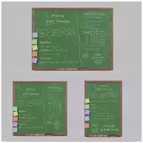 Professional Greenboard Trio - Customizable Writing Board Set 3D Model Collection