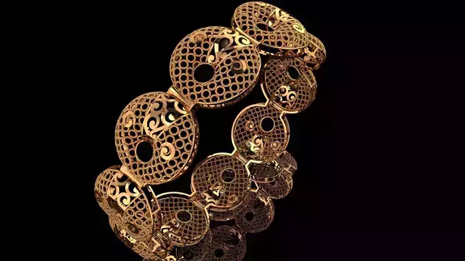 1373 Golden Medallion Bangle 61MM-16gm