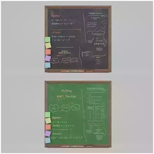 Square Wooden Chalkboards Duo - Customizable Writing Board Set 3D Model Collection