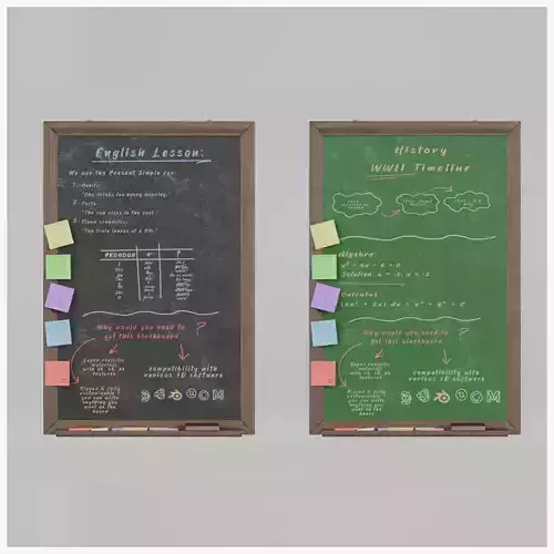 Vertical Wooden Chalkboards Duo - Customizable Writing Board Set 3D Model Collection