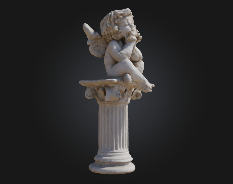 Contemplative Cherub Serenity in Sculpted Innocence 3D model_1