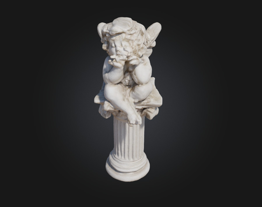 Contemplative Cherub Serenity in Sculpted Innocence 3D model_4