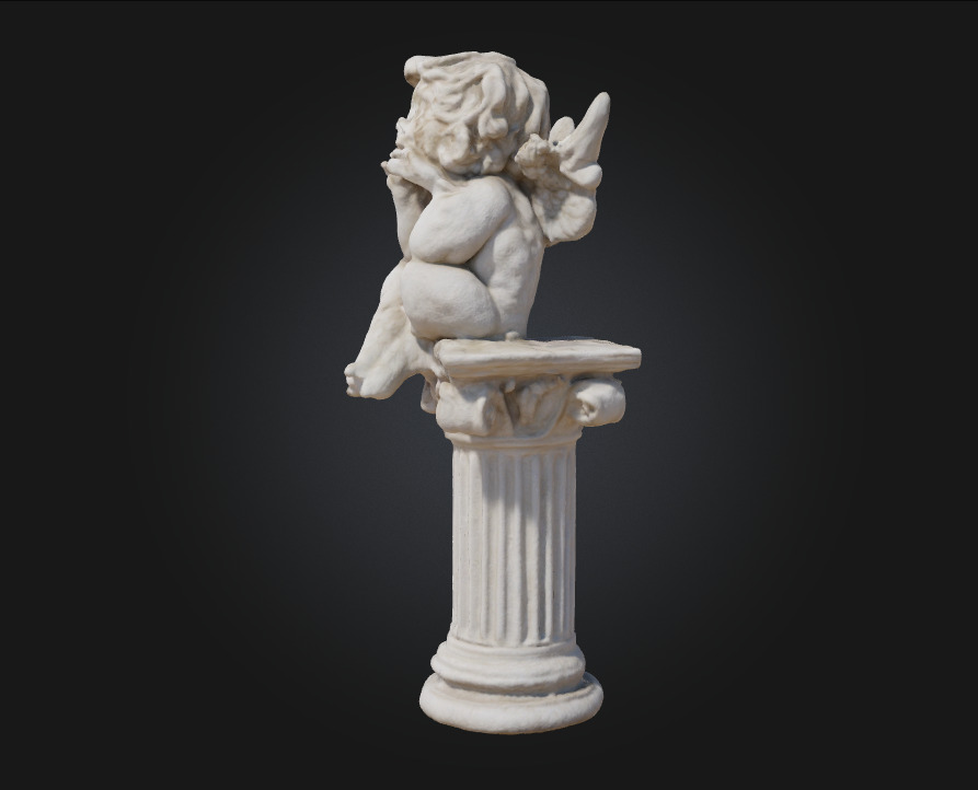 Contemplative Cherub Serenity in Sculpted Innocence 3D model_3