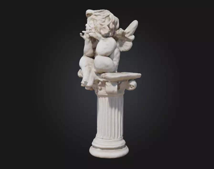Contemplative Cherub Serenity in Sculpted Innocence 3D model_0