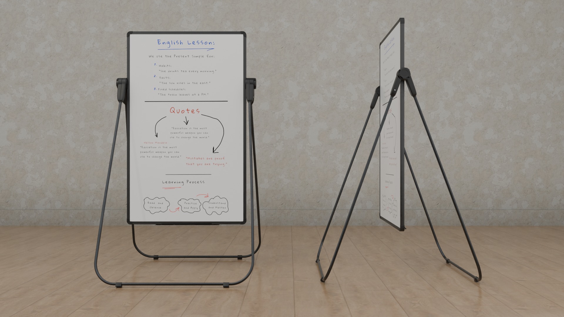 Professional U Stand Whiteboard Trio-Customizable Writing Boards 3D Model Collection_8